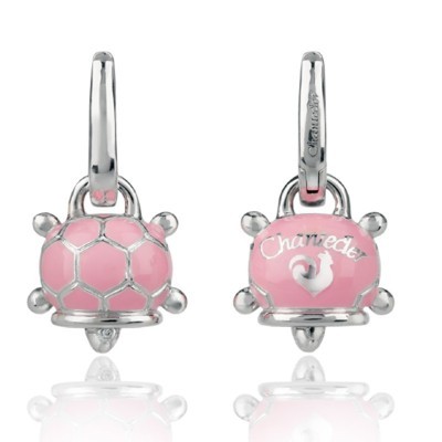Orecchini tartaruga micro argento e smalto rosa [f9bc2992]