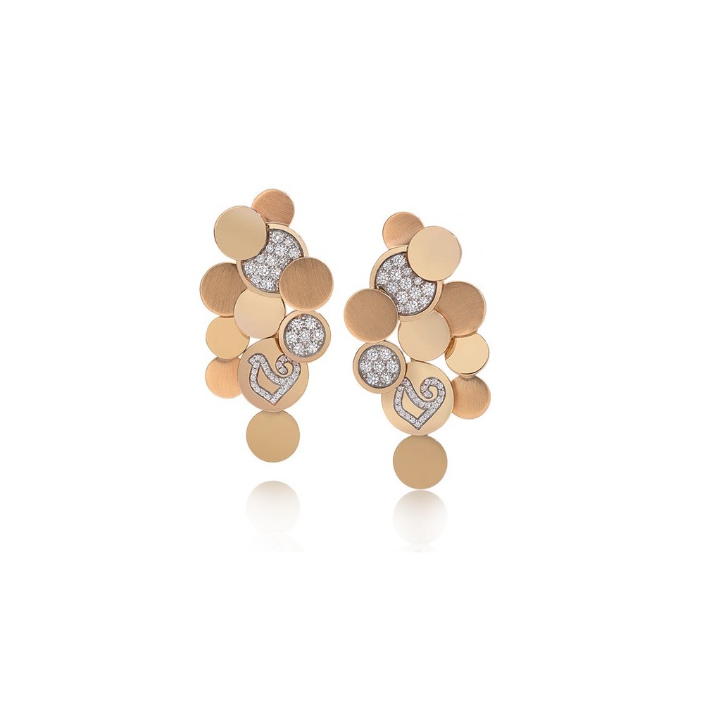 Orecchini Paillettes oro rosa 18Kt e diamanti [570660be]