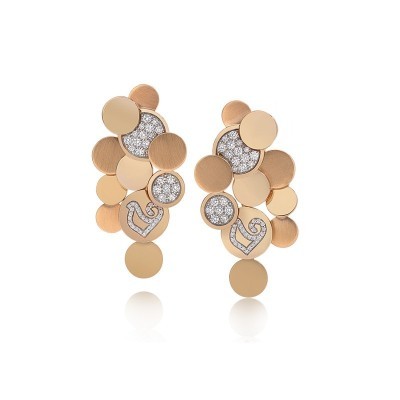 Orecchini Paillettes oro rosa 18Kt e diamanti [570660be]