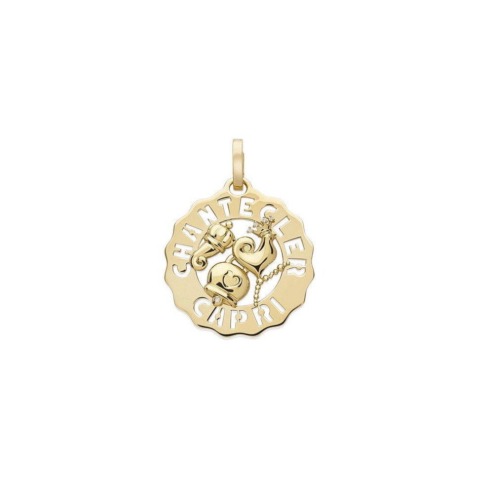 Ciondolo Logo piccolo oro giallo e diamanti [f3d7c3c6]