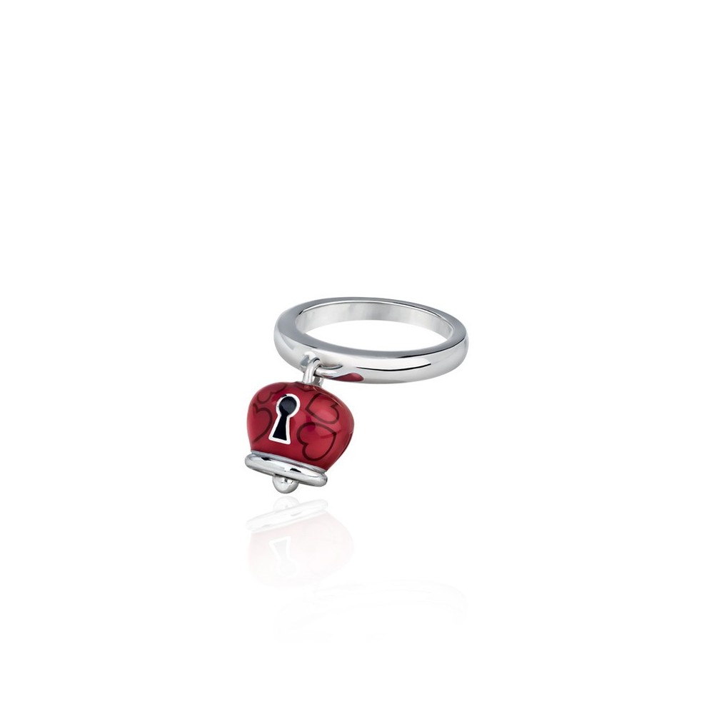 Anello Campanella Arg Smalto rosso cuori lucchetto [3c7ec298]