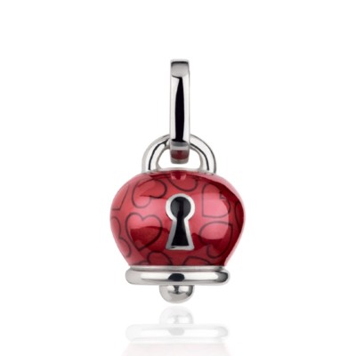 Ciondolo Campanella media argento rosso Lucchetto [2df0e09e]