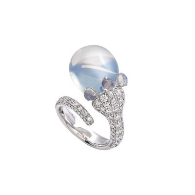 Anello Joyful in oro bianco diamanti e poire [ef750867]
