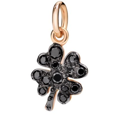 Ciondolo Quadrifoglio in Oro Rosa e Diamanti [f28ae847]