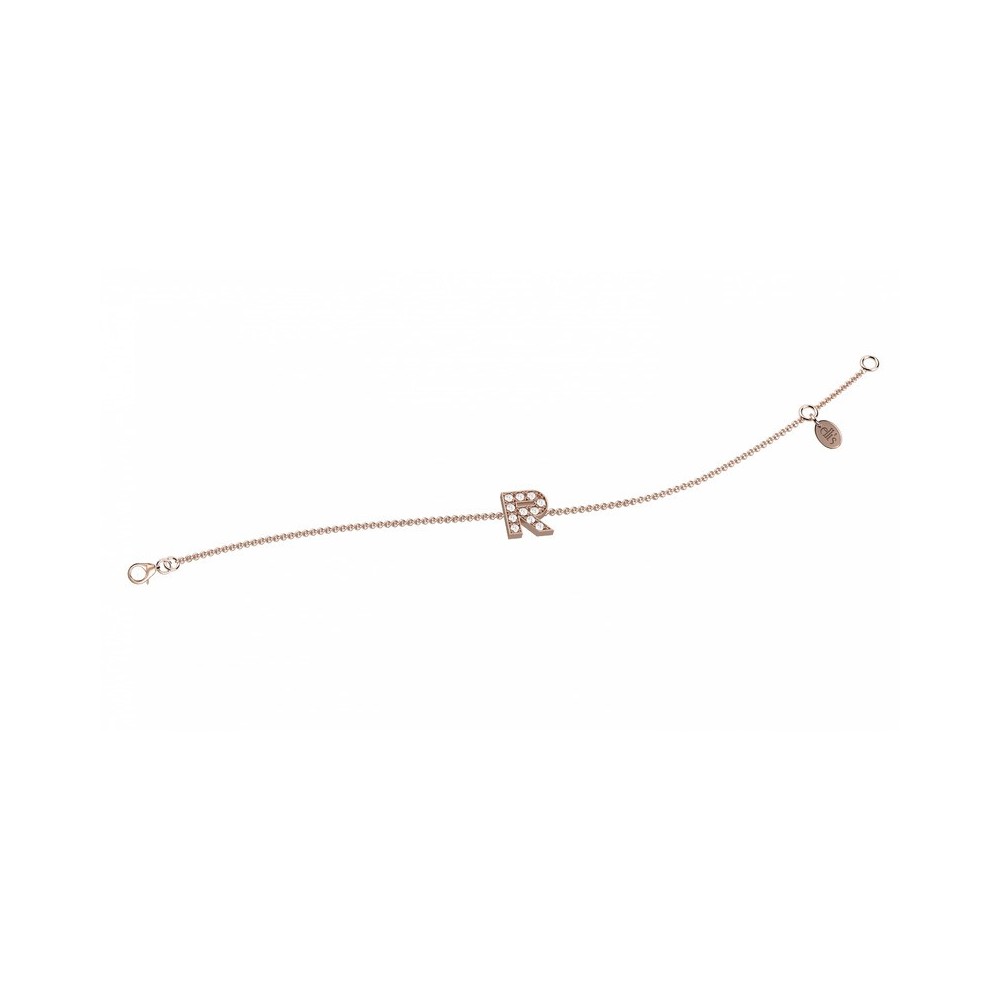 Bracciale in oro rosa 18kt lettera R [847af2bb]