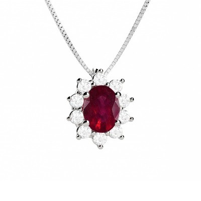 Collana in oro bianco 18kt con rubino e diamanti [0a06f965]