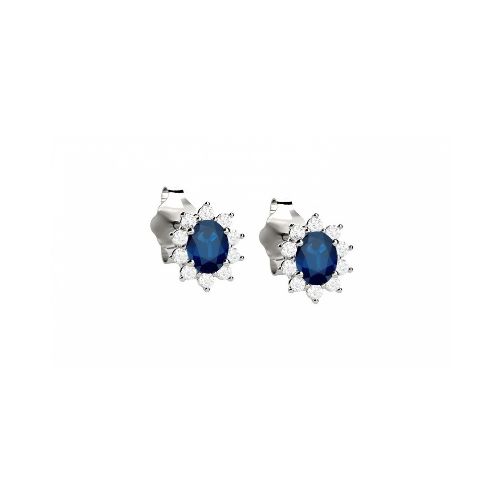 Orecchini oro bianco 18kt con zaffiri e diamanti [599cbe77]