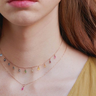 Girocollo oro rosa 18kt Tormalina rosa [3b5252fb]