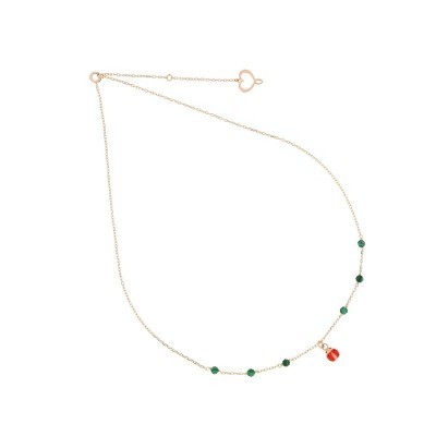 Girocollo oro 18kt Coccinella più 6 malachite [6355eb66]