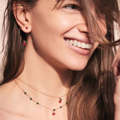 Girocollo oro 18kt Coccinella più 6 malachite [6355eb66]