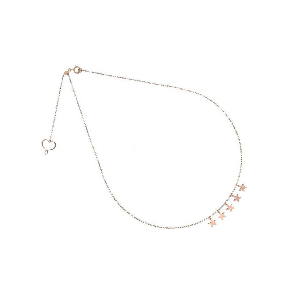Girocollo oro rosa 18kt 5 stelle pendenti [2540ade0]