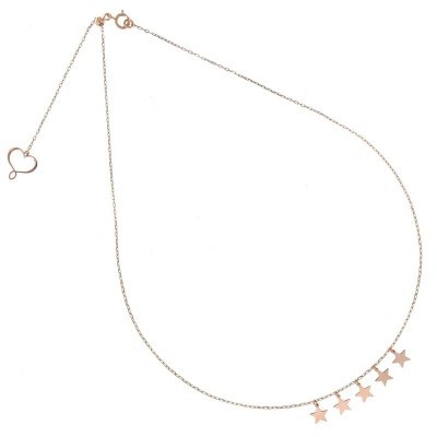 Girocollo oro rosa 18kt 5 stelle pendenti [2540ade0]
