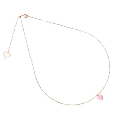 Girocollo oro 18kt cuore rosa smaltato [4991564f]
