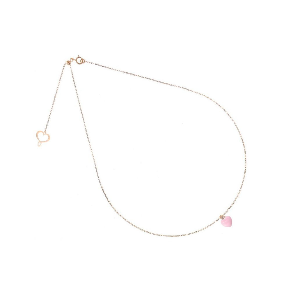 Girocollo oro 18kt cuore rosa smaltato [4991564f]