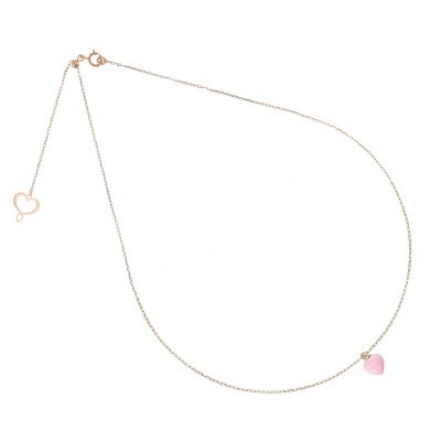Girocollo oro 18kt cuore rosa smaltato [4991564f]