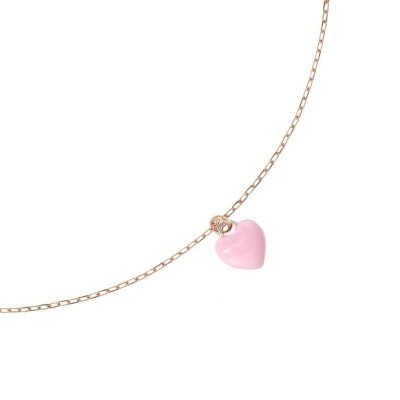 Girocollo oro 18kt cuore rosa smaltato [4991564f]
