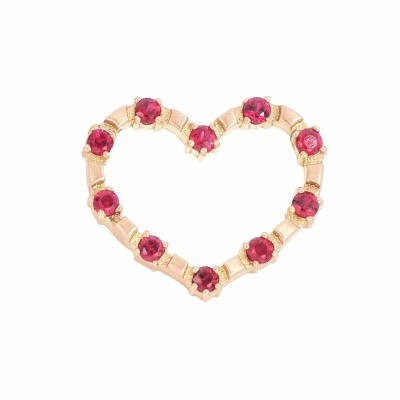 Orecchino oro rosa 18kt cuore con rubini [68d7c0ae]