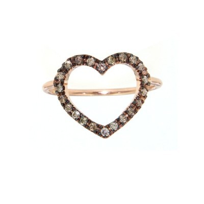 Anello a cuore filo diamanti oro 18kt [f9d30c75]