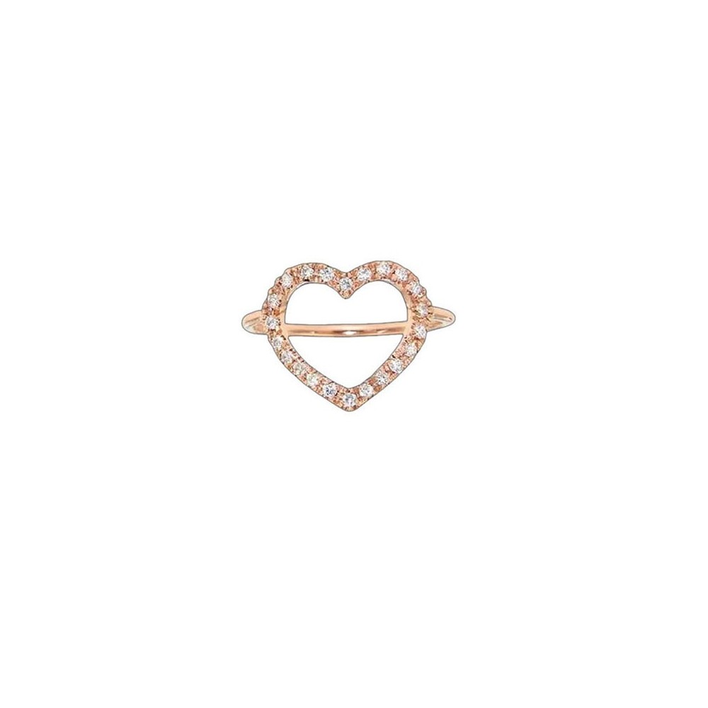 Anello cuore a filo e diamanti oro 18kt [b8f4668f]