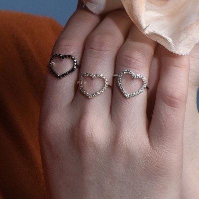 Anello cuore a filo e diamanti oro 18kt [61d22582]