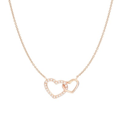 Collana due cuori incrociati e cuore di diamanti [df71abe4]