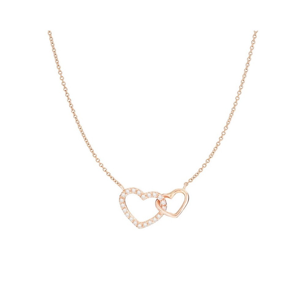 Collana due cuori incrociati e cuore di diamanti [df71abe4]