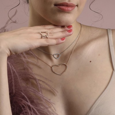 Collaba cuore filo diamanti oro 18k [116037cc]