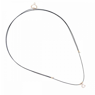 Girocollo di filo nylon nero Lettering 18kt [084a0372]