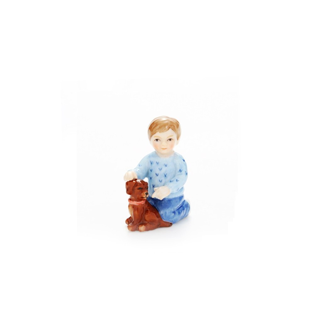 Statuina Bimbo Inginocchiato con Cagnolino [c7199ab4]