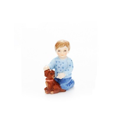 Statuina Bimbo Inginocchiato con Cagnolino [c7199ab4]