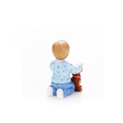 Statuina Bimbo Inginocchiato con Cagnolino [9e982127]