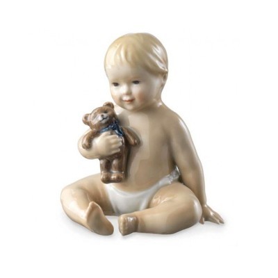 Statuina Neonato con Orsetto Royal Copenhagen [5ca1b03e]