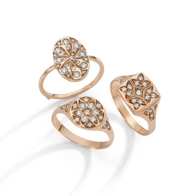Anello sigillo quadrato e diamanti oro 18kt [136f299f]