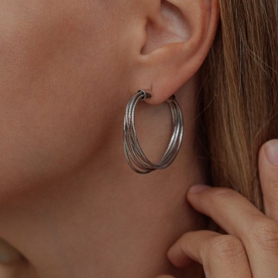 Orecchini Dna Spring Lucido Rodio [a553abad]