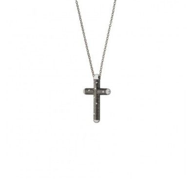 Collana Croce in oro nero e diamanti [ac6a88c6]