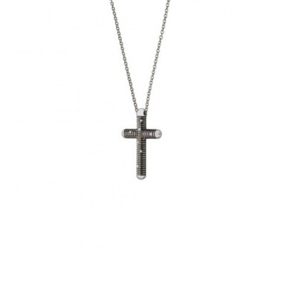 Collana Croce in oro nero e diamanti [ac6a88c6]
