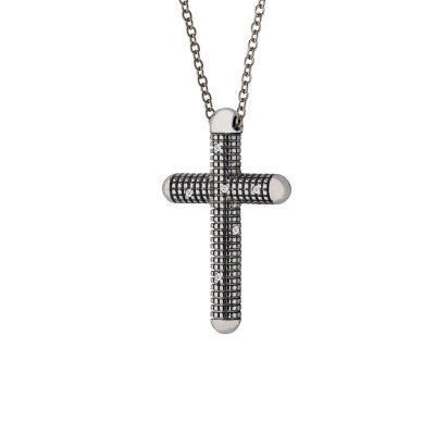 Collana Croce in oro nero e diamanti [2f01dccd]