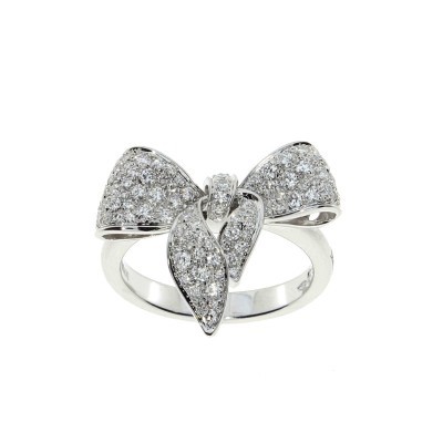 Anello Fiocco in Oro Bianco con Diamanti [16e61c91]