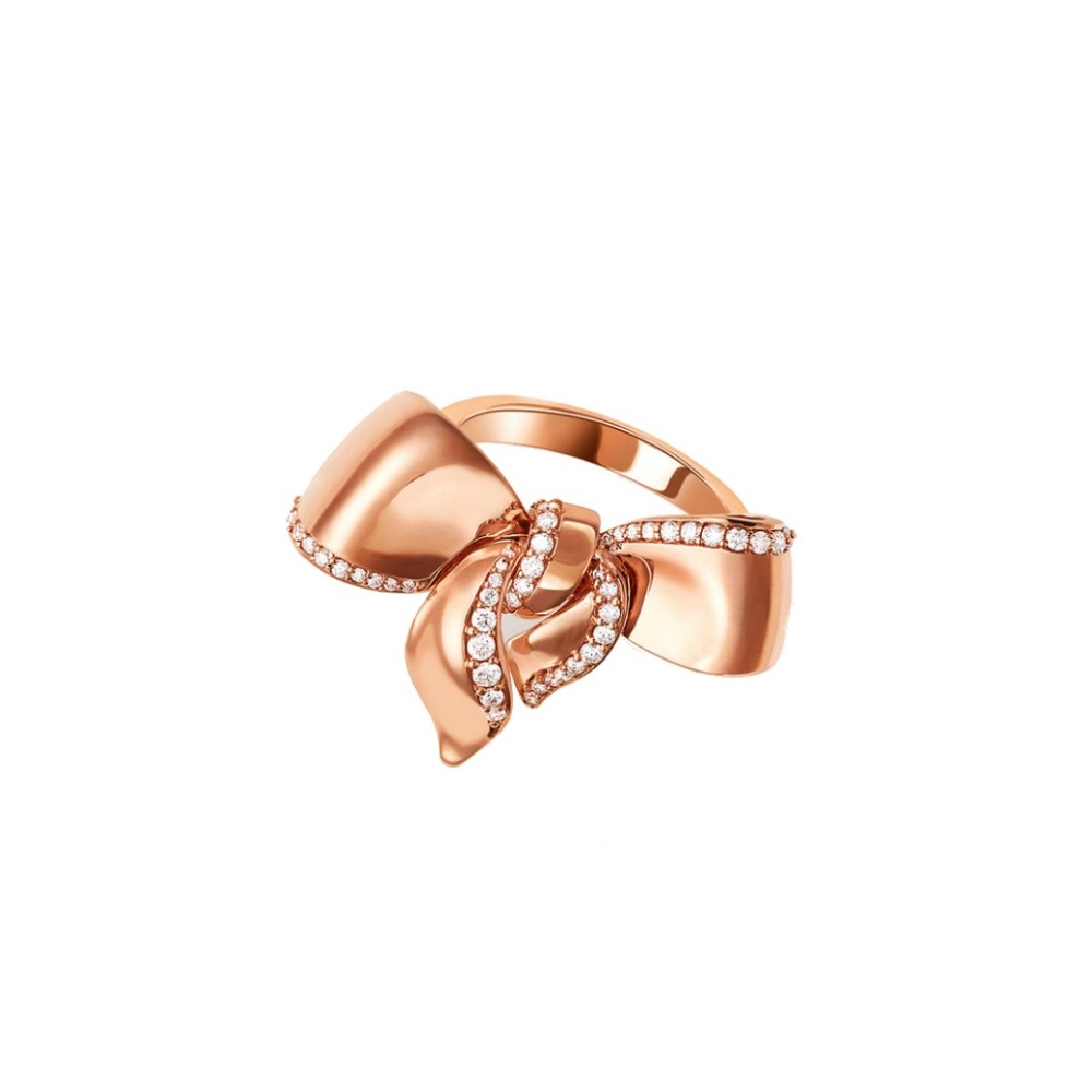 Anello Fiocco in Oro Rosa con Diamanti [0d8abece]