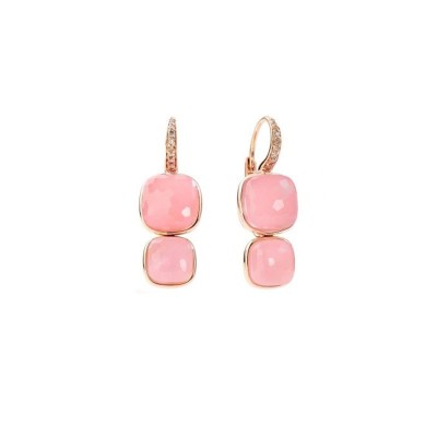 Orecchini Nudo Pendenti Quarzi rosa e diamanti [4f868da7]
