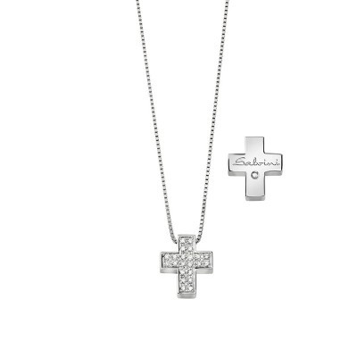 Collana Croce I Segni  oro bianco con diamanti [9a802ac1]