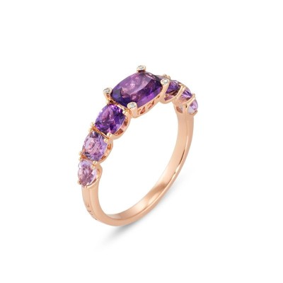 Anello Iris oro rosa 18kt ametiste e diamanti [d213df2c]