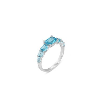 Anello Iris oro bianco 18kt topazio sky e diamanti [5a8e01f6]