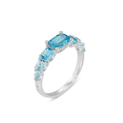 Anello Iris oro bianco 18kt topazio sky e diamanti [83a842fb]