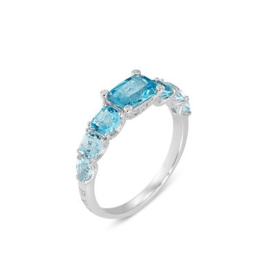 Anello Iris oro bianco 18kt topazio sky e diamanti [5a8e01f6]