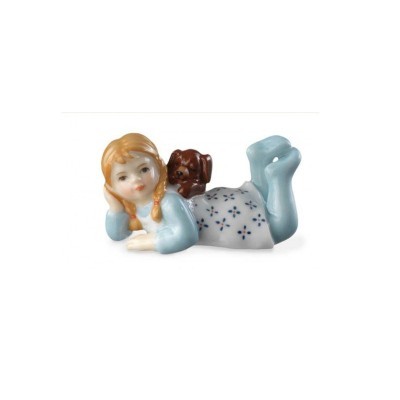 Statuina Bimba sdraiata con cagnolino [c012ba2b]