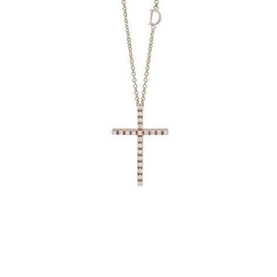 Collierino Croce oro rosa con diamanti [67655817]