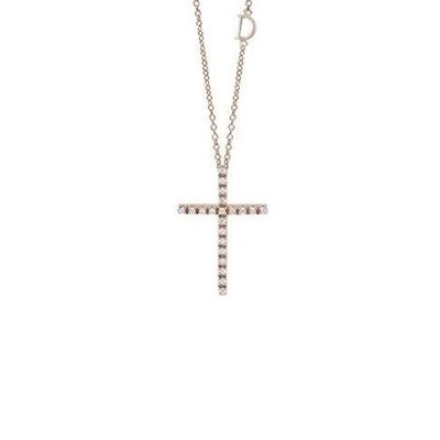 Collierino Croce oro rosa con diamanti [67655817]