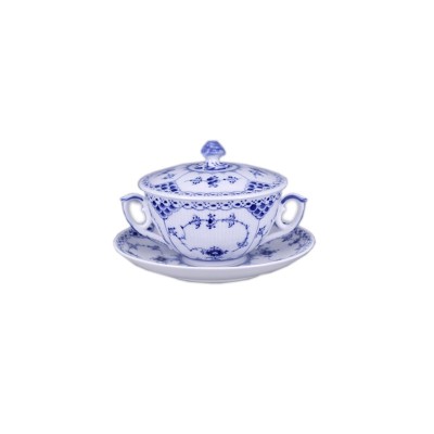 Tazza da brodo con piattino Blue Fluted [b447e072]