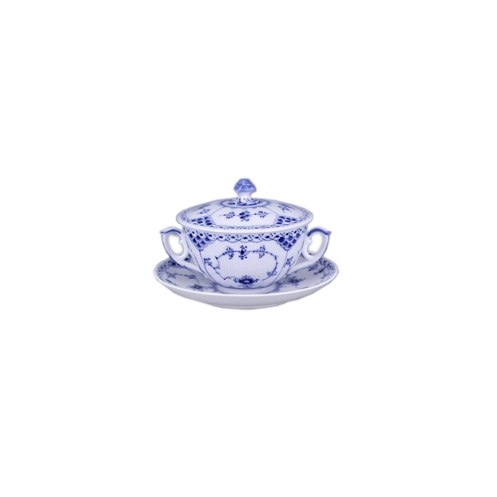 Tazza da brodo con piattino Blue Fluted [b447e072]